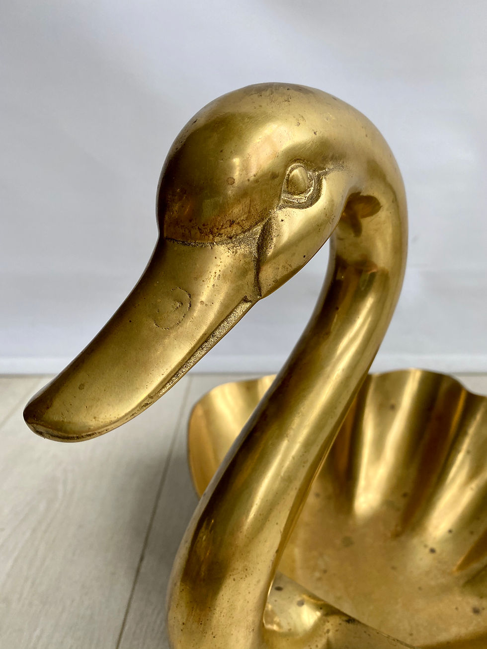 Thumbnail: Vintage brass swan dish fruit bowl