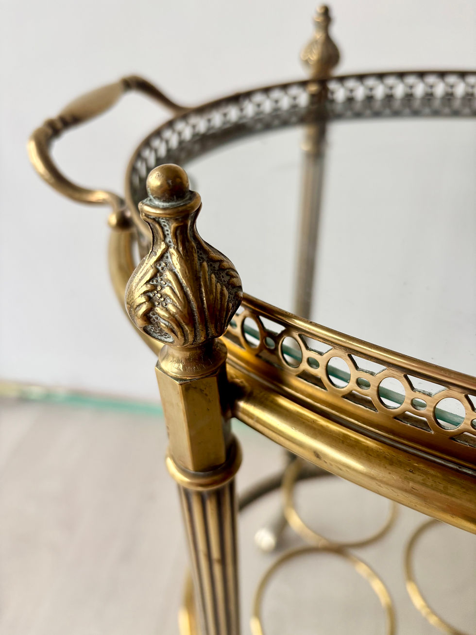 Thumbnail: SOLD Vintage French Brass Oval Drinks Trolley ref 2935
