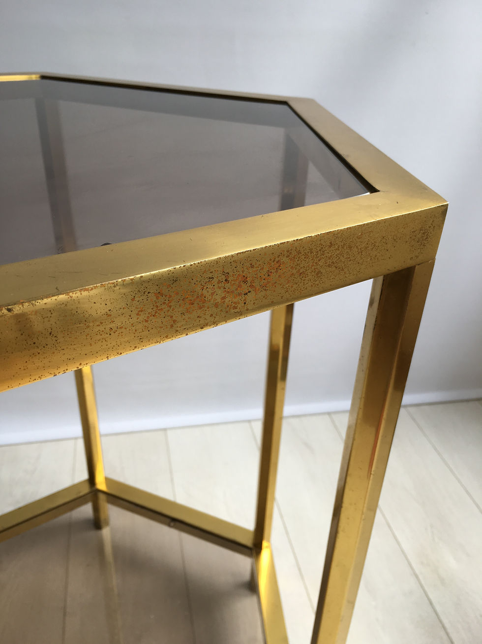 Thumbnail: Vintage French hexagon brass centre table