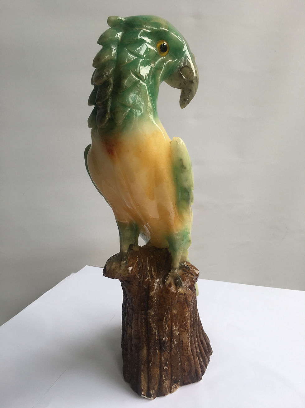 Thumbnail: French Art Deco carved alabaster parrot sculpture