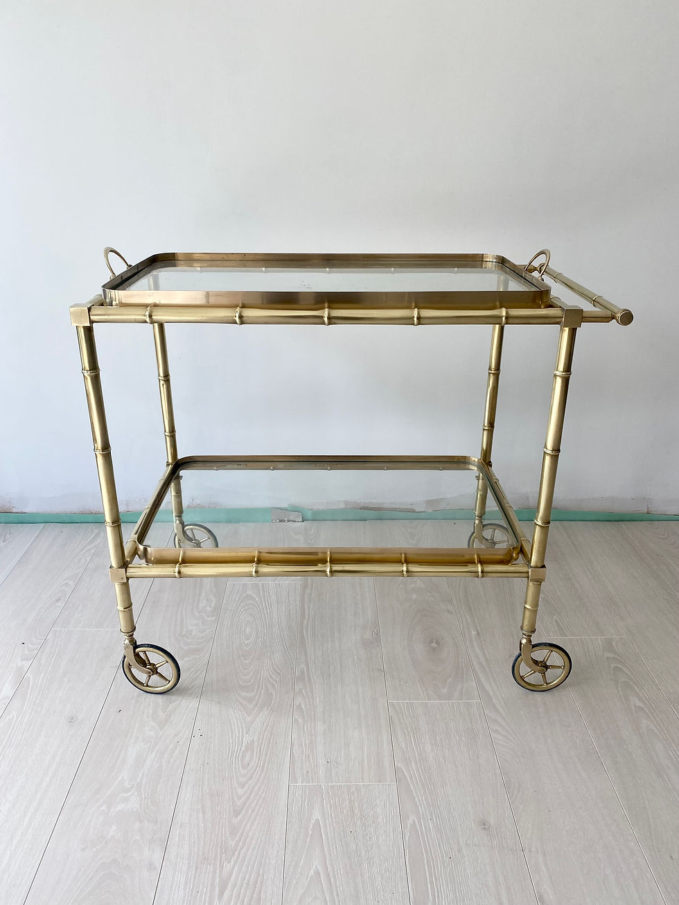 SOLD Fabulous faux bamboo vintage drinks trolley cart ref 2585