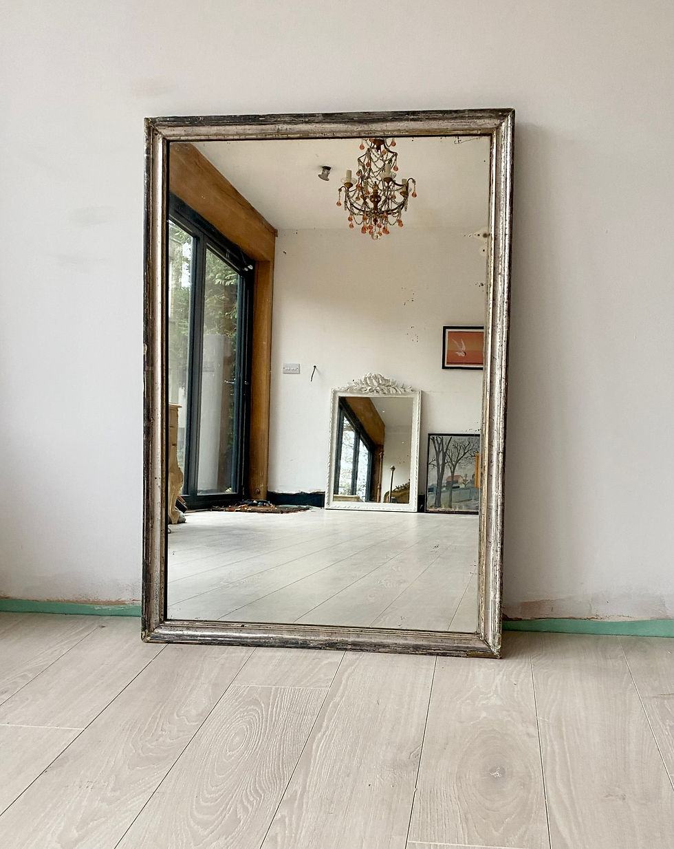 Thumbnail: SOLD Antique Silver Gilt Bistro Mirror