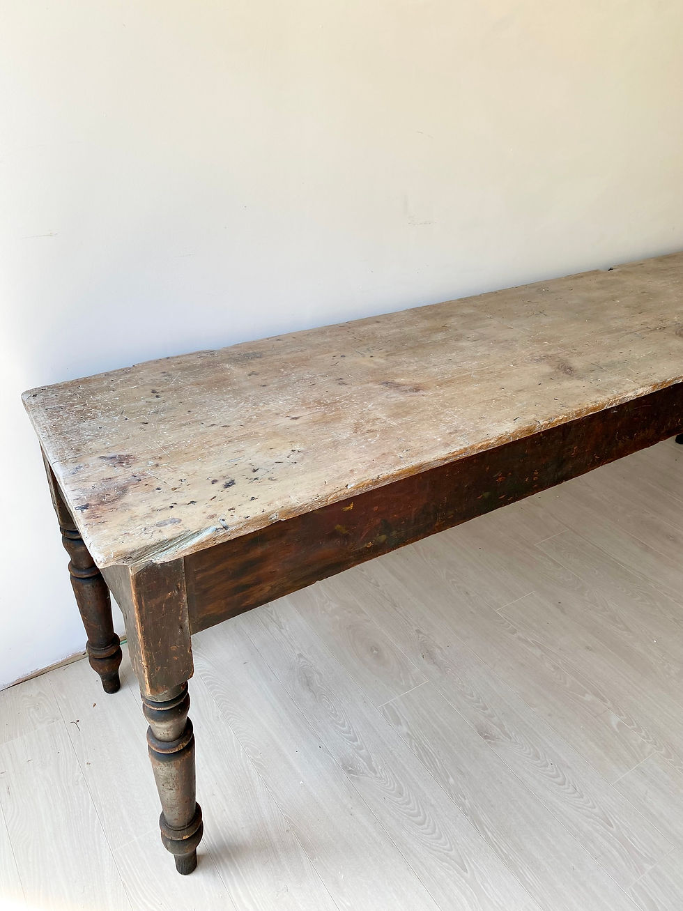 Thumbnail: Long Antique Pine Mill Console Table