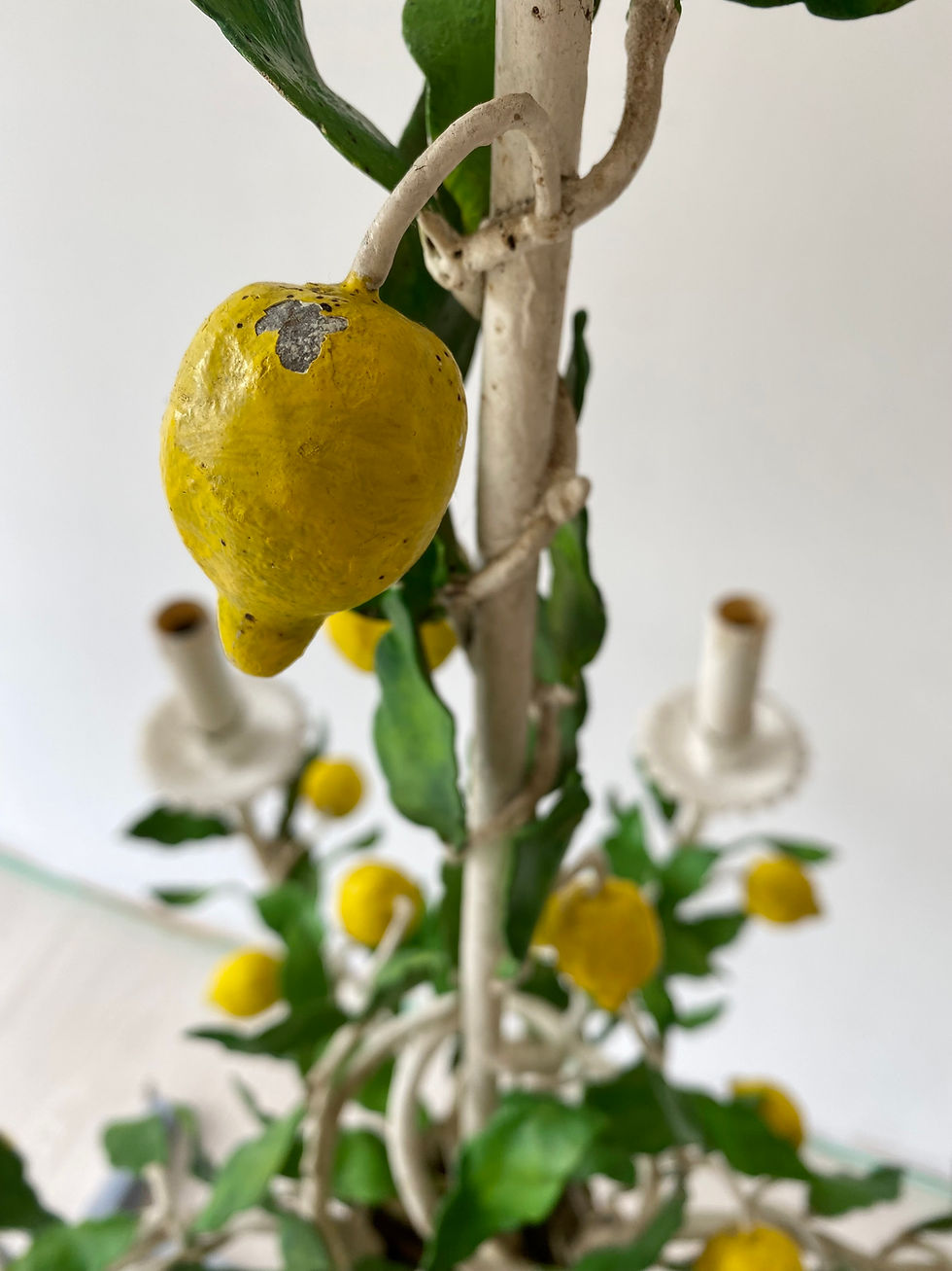 Thumbnail: SOLD Vintage French Tole painted lemon chandelier