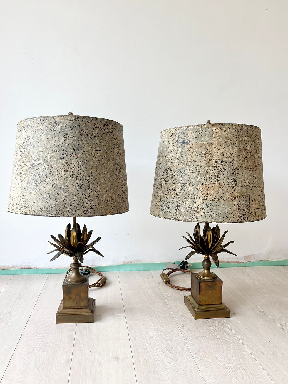 Thumbnail: Pair Of Maison Charles Style Agave Table Lamps