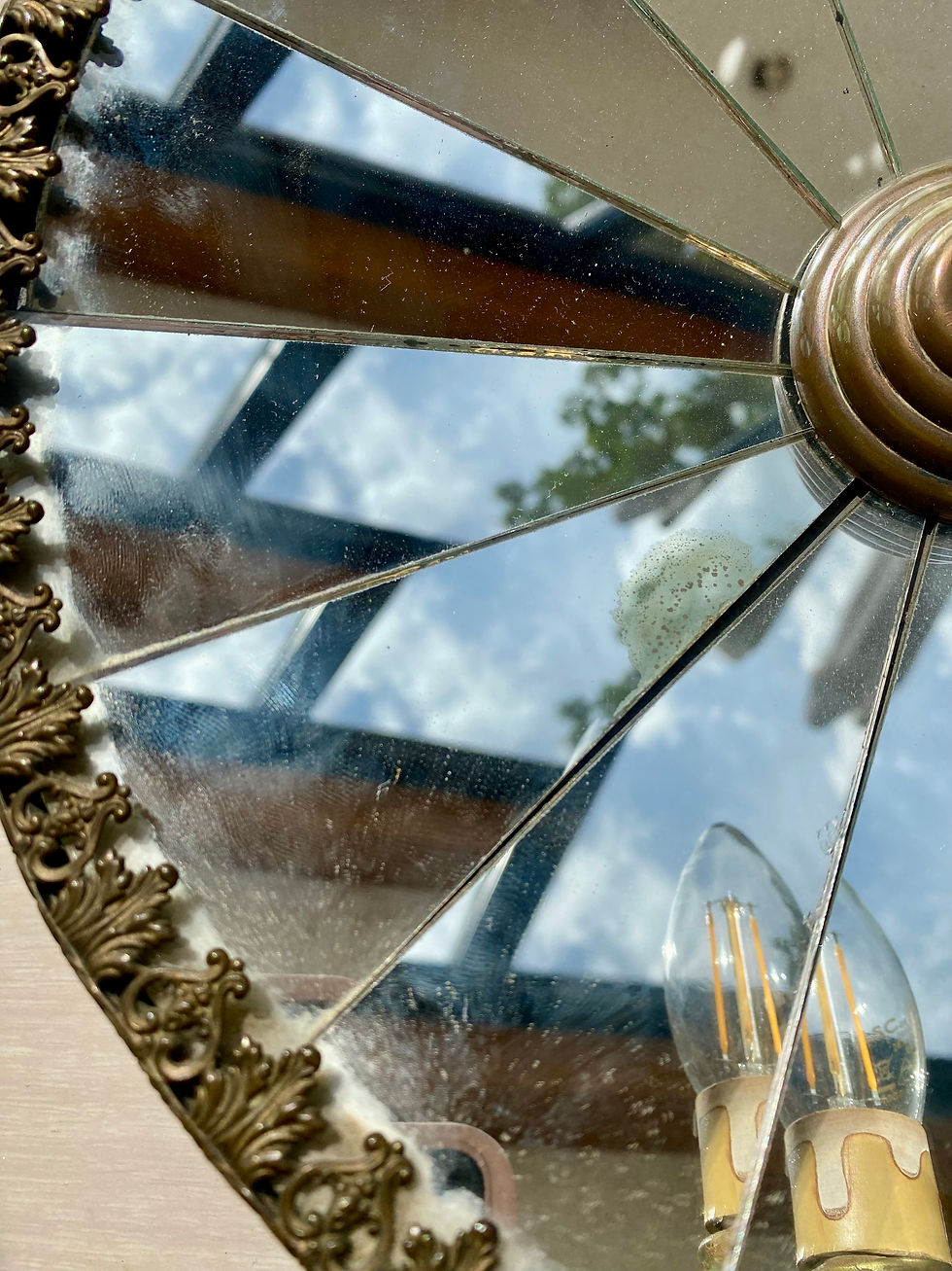 Thumbnail: SOLD Pair Of Mid Century Mirrored French Wall Lights Sconces