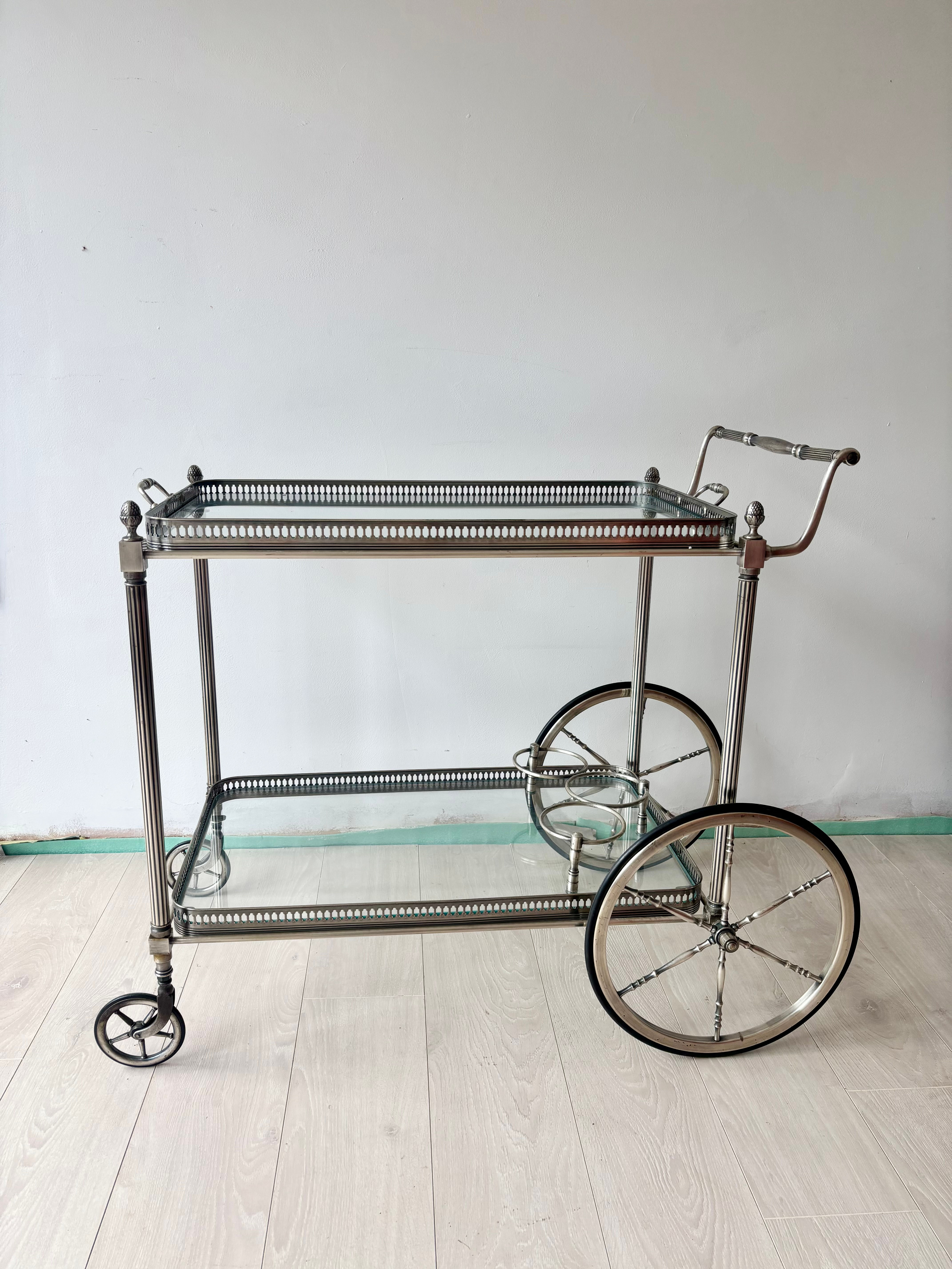 Classic Vintage French Silver Drinks Trolley ref 1175