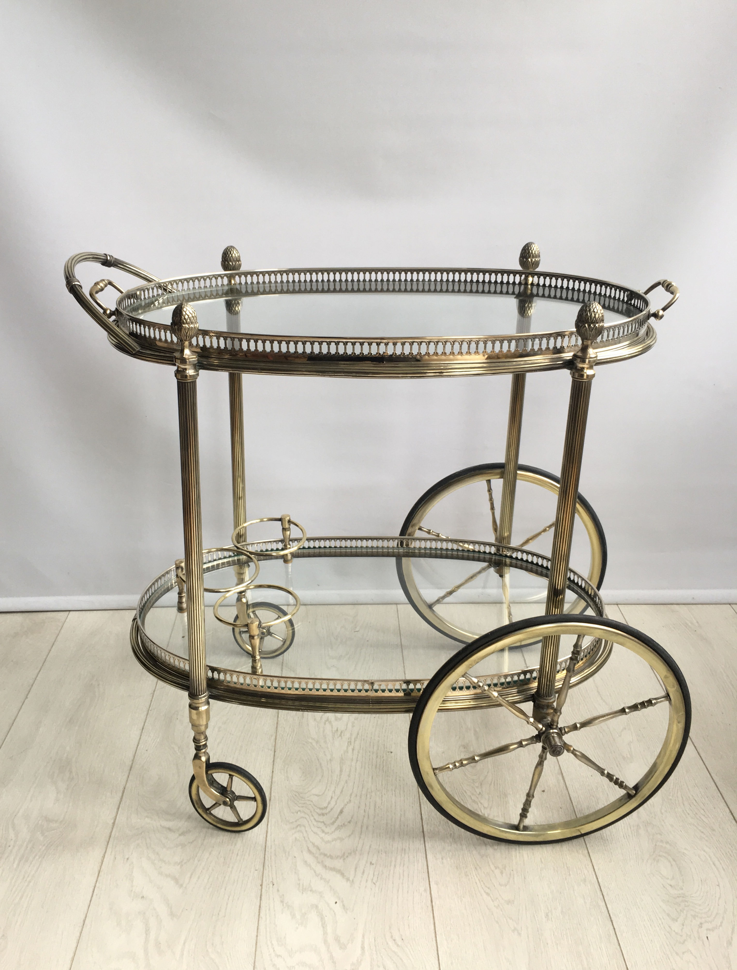 SOLD Att Maison Bagues oval brass drinks trolley