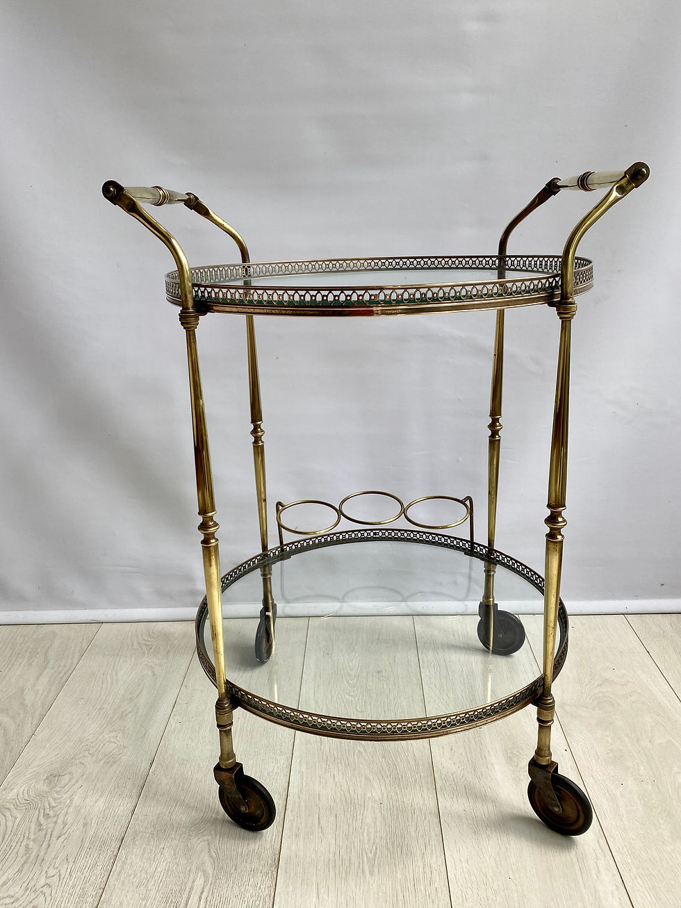 Thumbnail: SOLD Round vintage Italian brass drinks trolley ref 2800