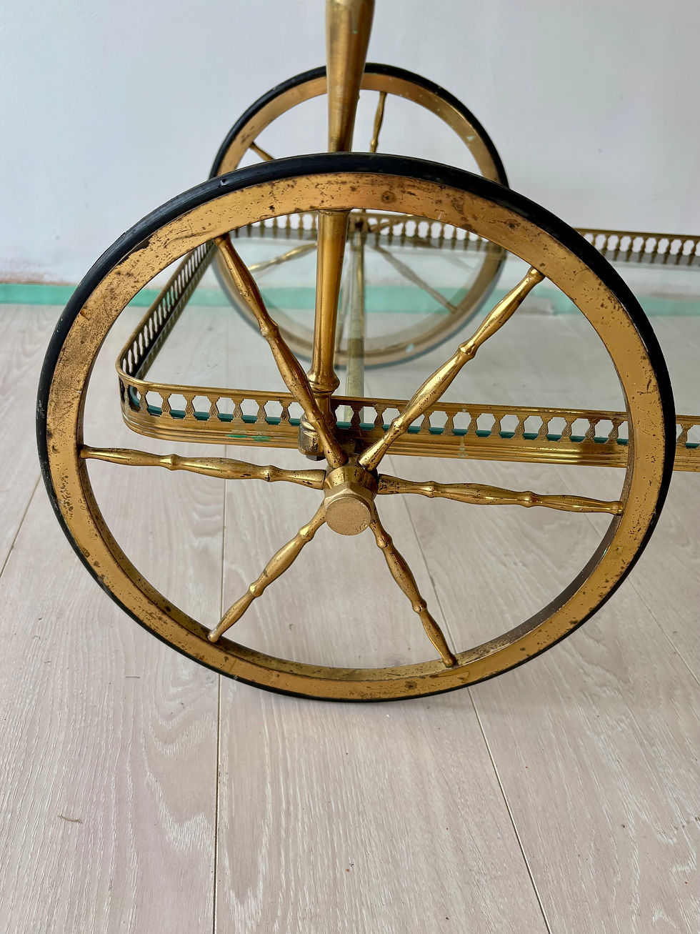 Thumbnail: SOLD Vintage French brass drinks trolley