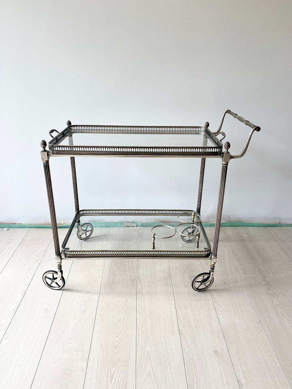 Thumbnail: SOLD Classic Vintage French Silver Drinks Trolley ref 2620