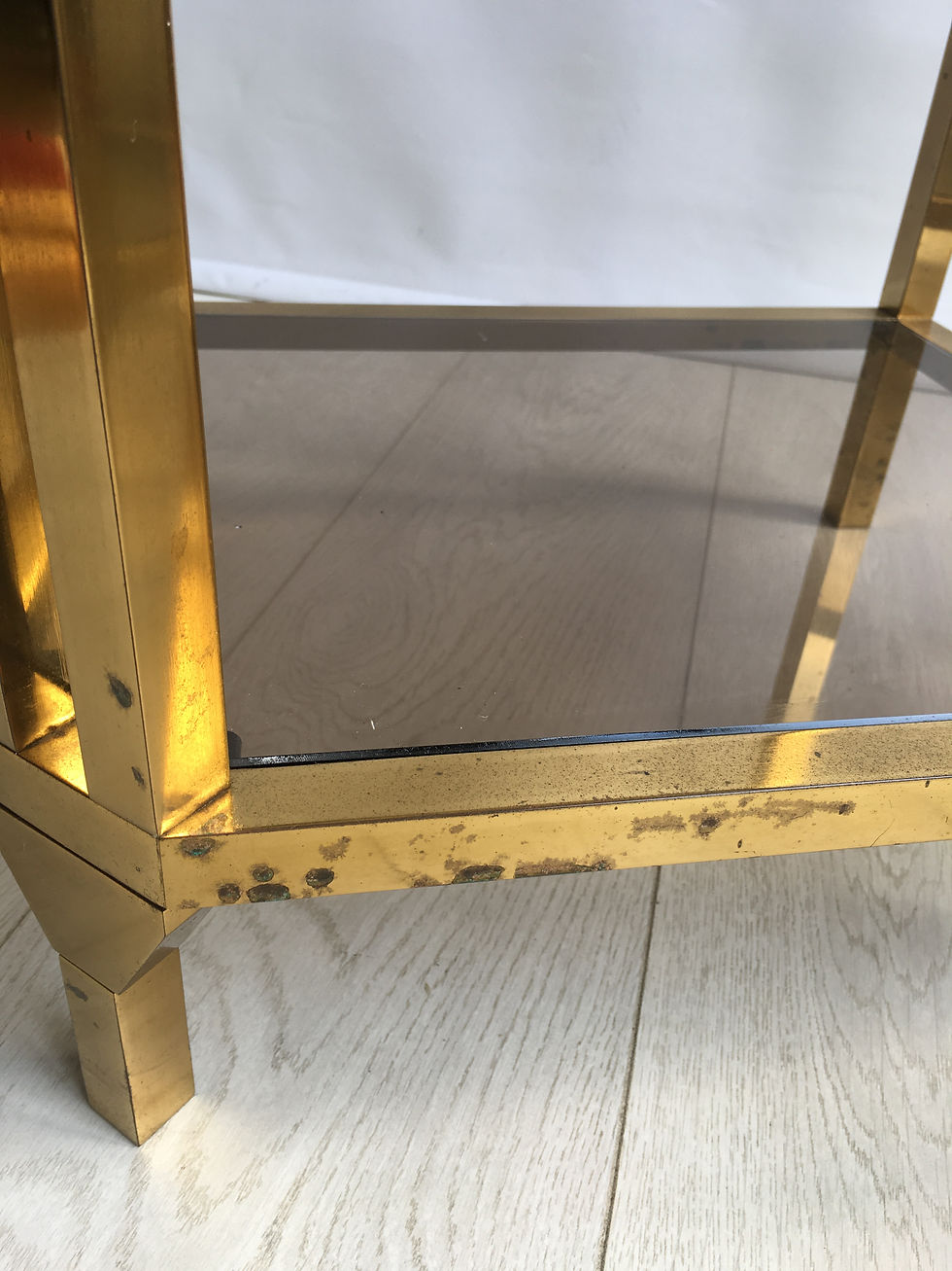 Thumbnail: SOLD Pair of vintage brass bedside or side tables