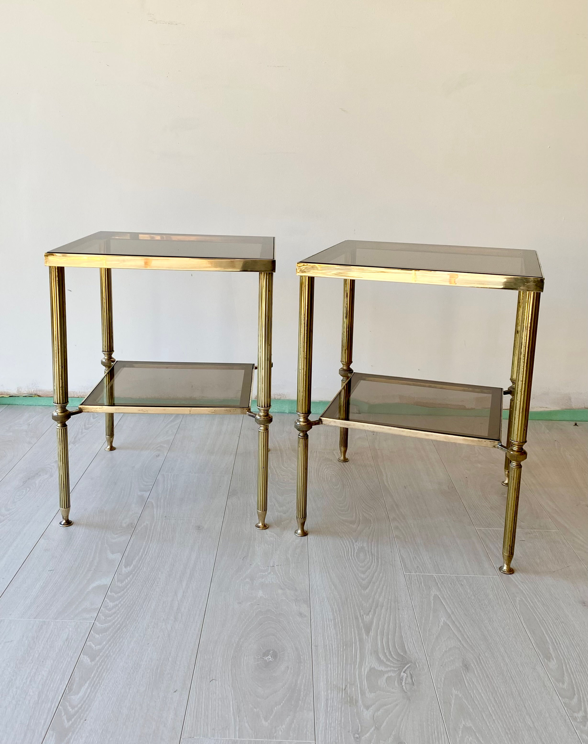 SOLD Pair Of Vintage Brass Side Tables ref 4480