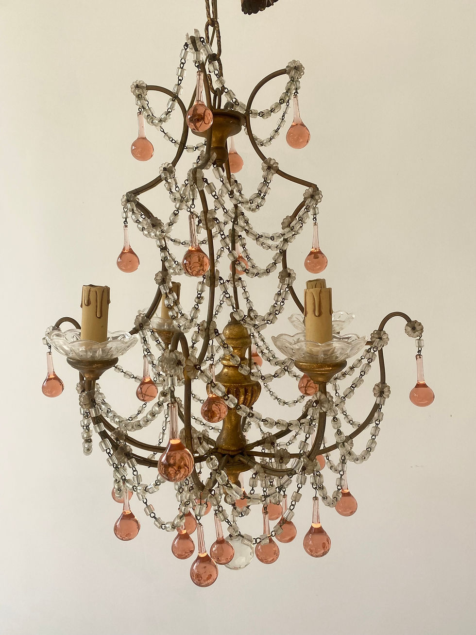 Thumbnail: SOLD Pretty pink Italian Florentine chandelier