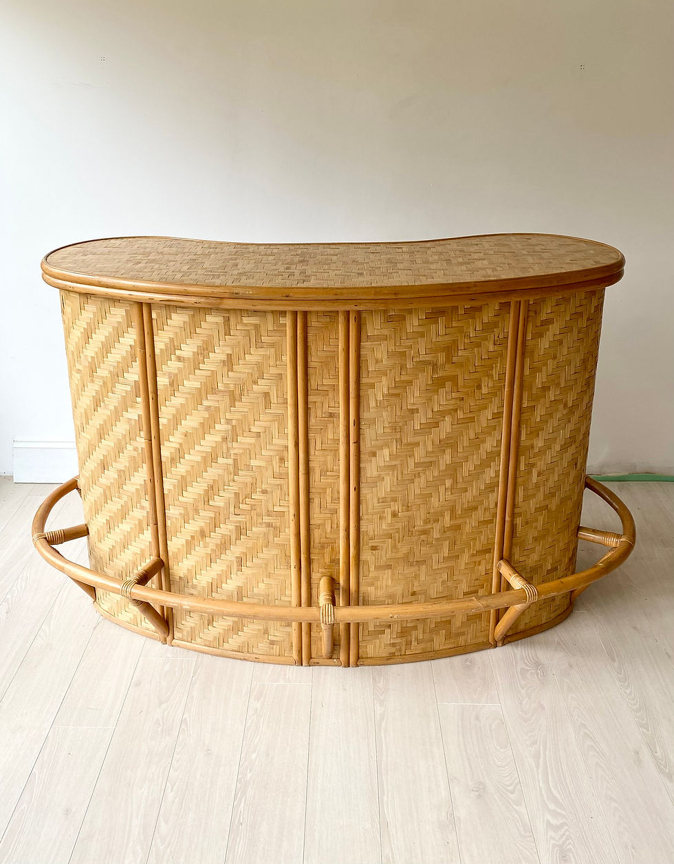 SOLD Exceptional Midcentury Bamboo And Rattan Bar Counter