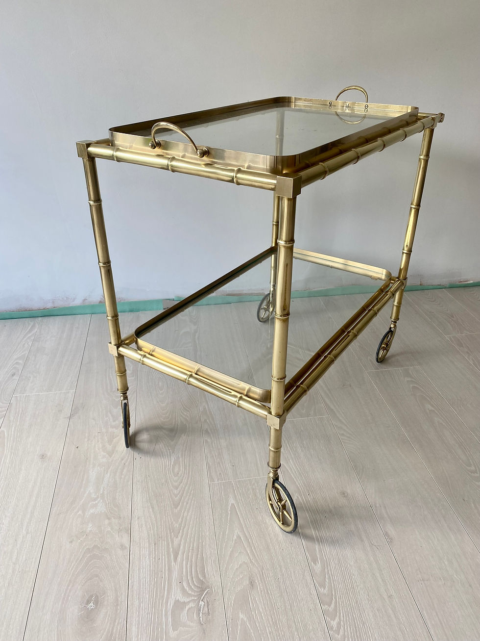 Thumbnail: SOLD Fabulous faux bamboo vintage drinks trolley cart ref 2585