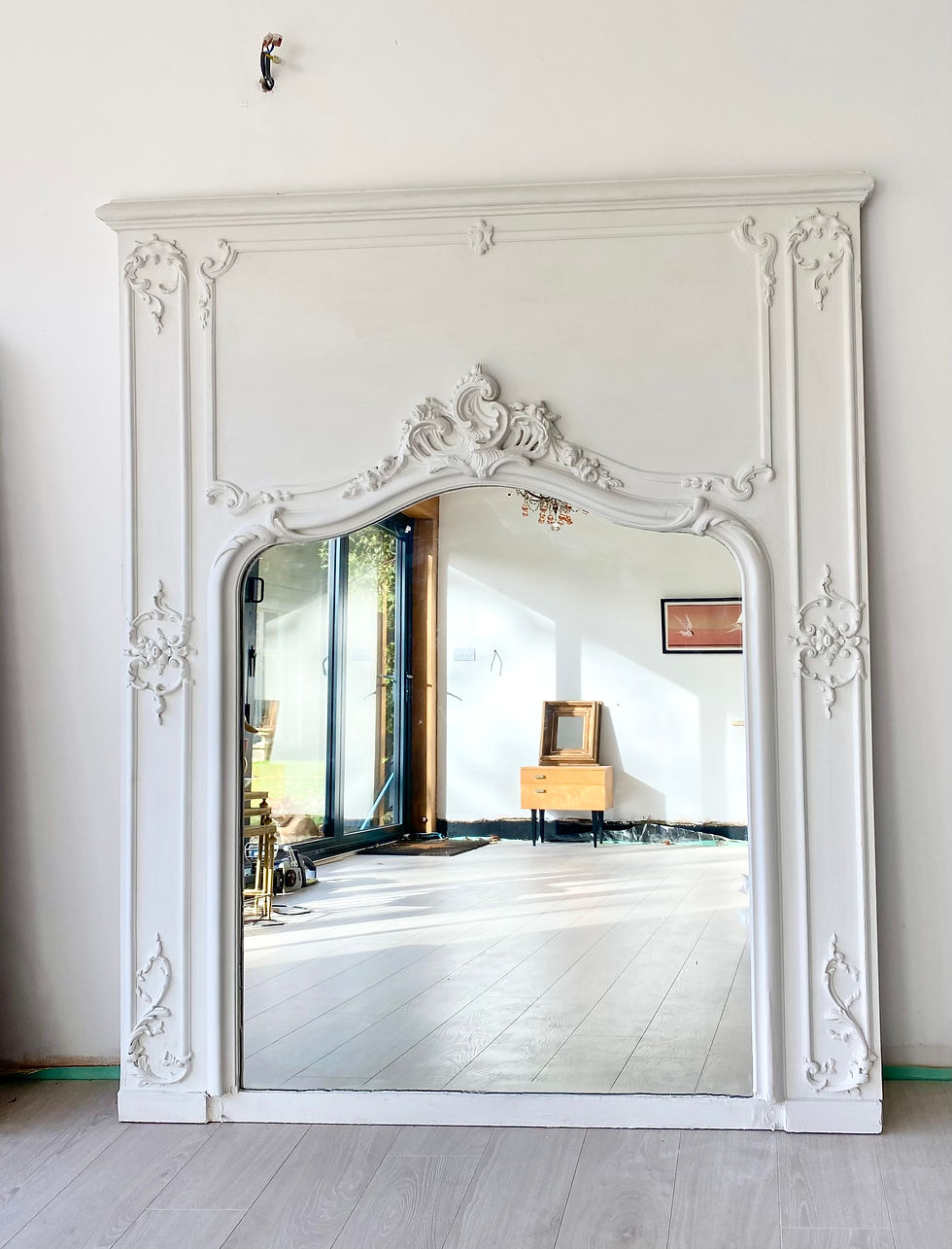 Thumbnail: SOLD Painted antique Trumeau mirror