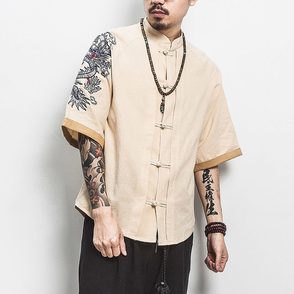 Thumbnail: Embroidery Golden Dragon Shirt