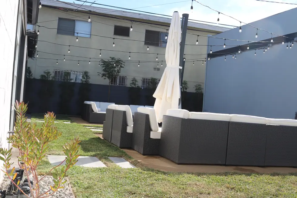 small patio for seating in backyard – Sean Kim