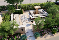Modern Entry Path and Garden Walls in 3D Plan