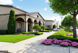 Irrigated Lawn and Structured Walkways at Business Site