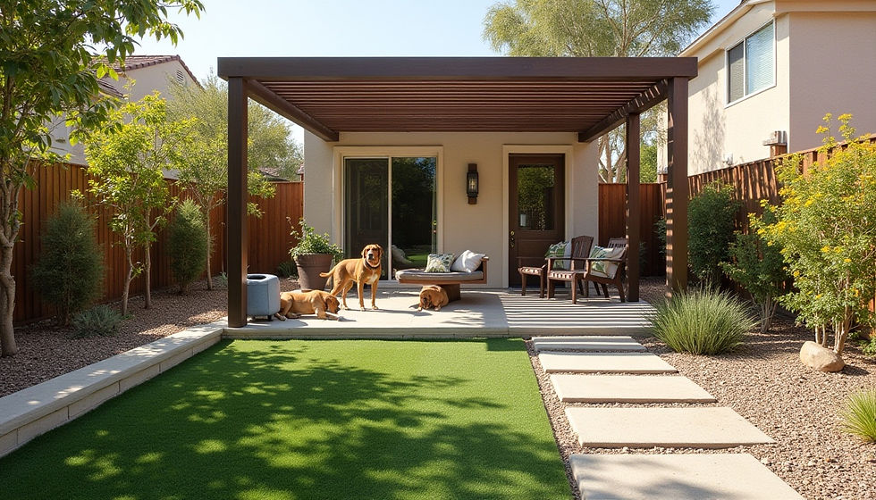 Dog-friendly garden design in Los Angeles with lavender and rosemary, safe plants for pets.