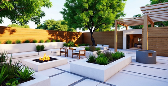 Minimalist Fire Pit and Patio Layout in Modern Garden.jpeg