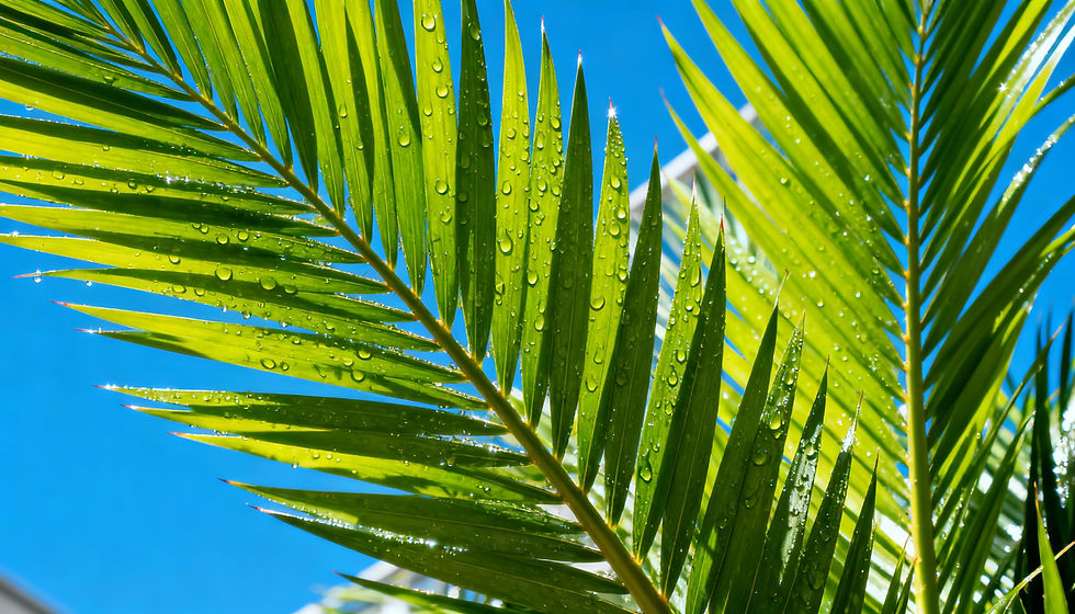 Close-up of Areca palm fronds showing healthy green leaves after proper care in Los Angeles home