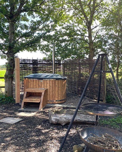 log fired hot tub