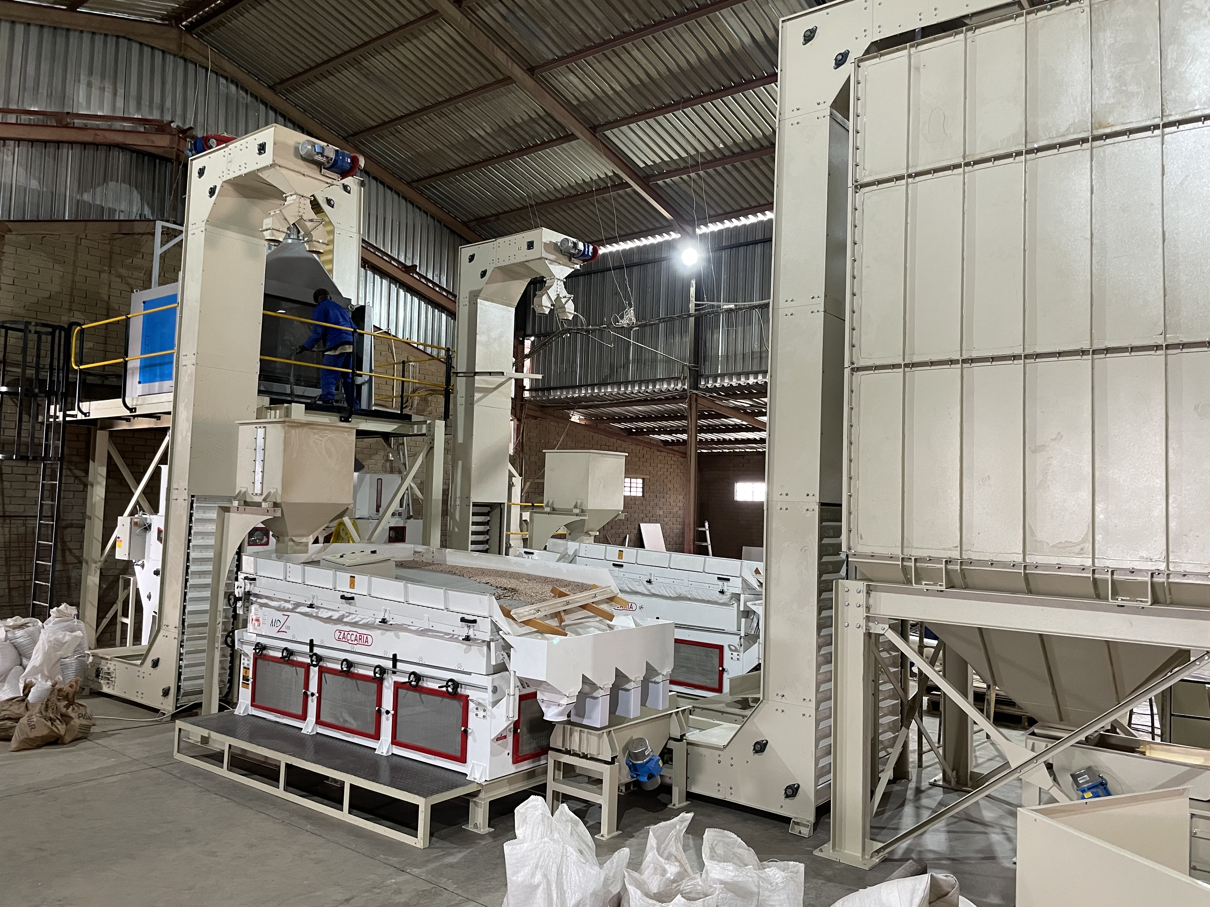 Bean cleaners and destoners in a processing plant