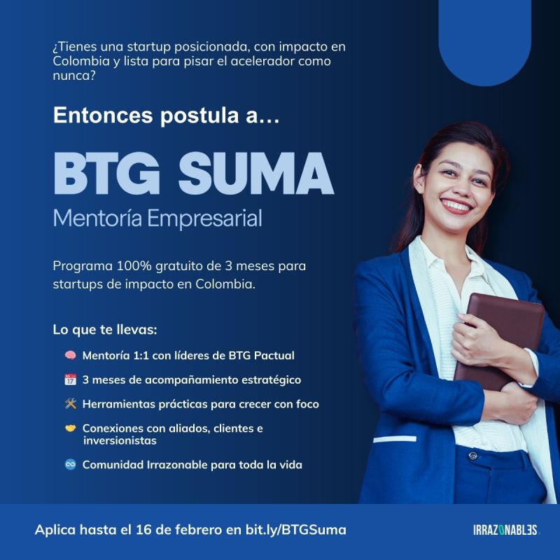 BTG SUMA: mentoría para startups con tracción en Colombia