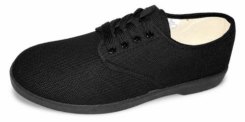 Hop Sack Lace-Up Canvas Black Shoe | Zig Zag Shoes
