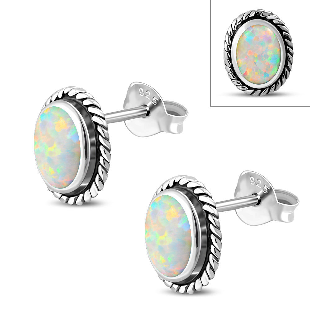 Opal Sun & Ice Stud Earrings.