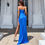Thumbnail: Blue Strapless Evening Gown.