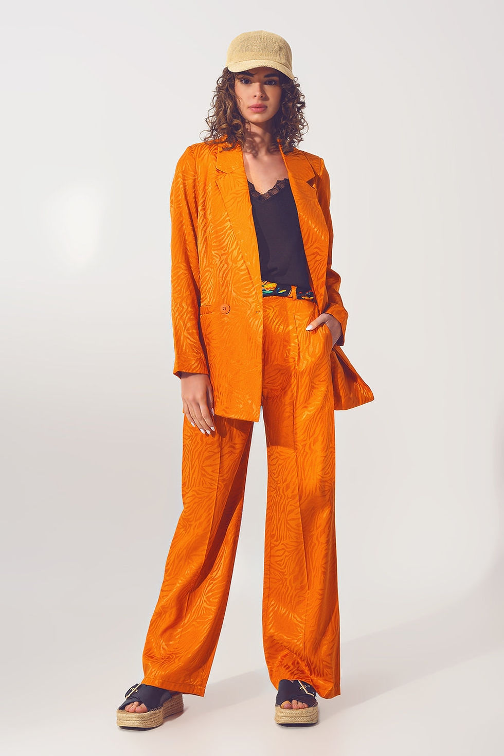 Thumbnail: Oversized Zebra Print Blazer in Orange.