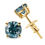 Thumbnail: 14K Gold Blue Diamond Stud Earrings.