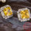 Thumbnail: Citrine Square Cut Stud Earrings.