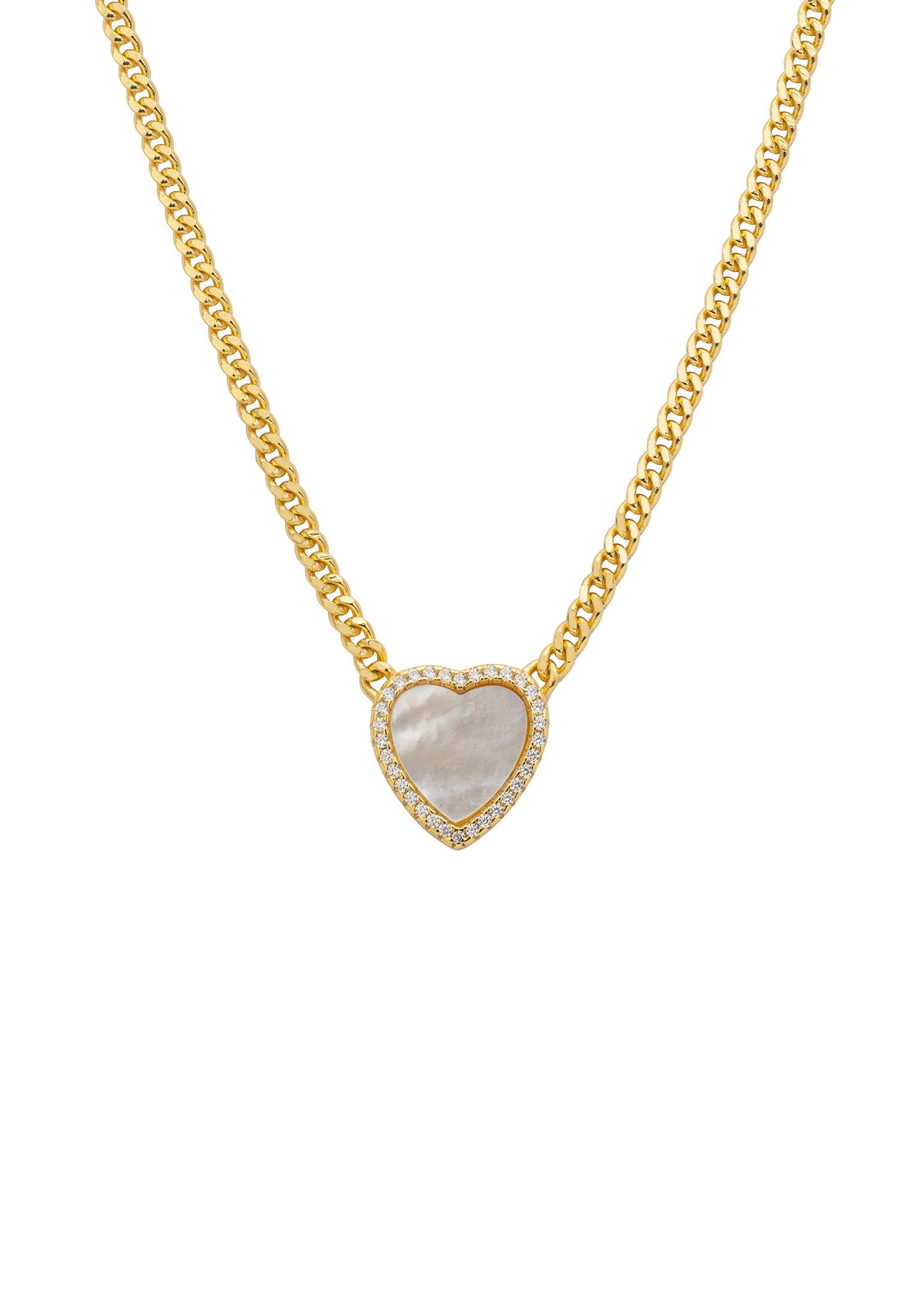 Heart Mother of Pearl Necklace Gold.