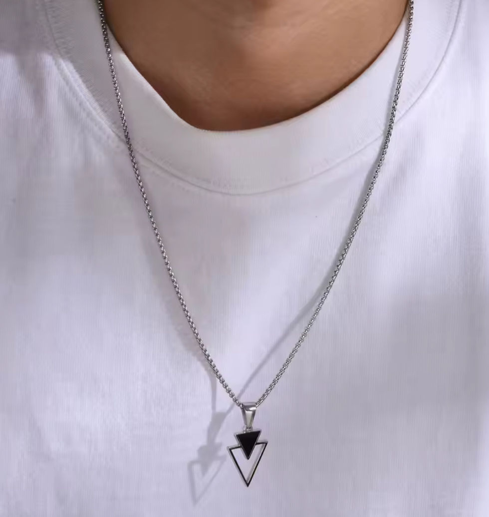 Thumbnail: Geometric Triangle Necklace.
