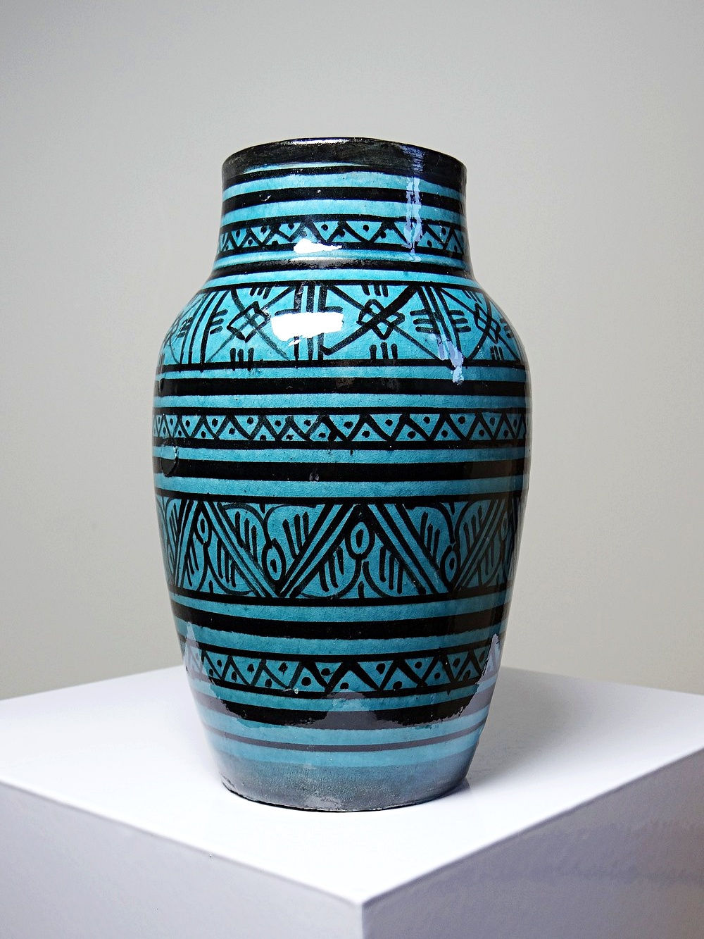 Petit vase Safi porterie artisanale Marocaine vintage turquoise