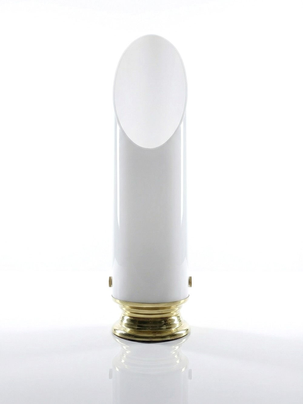 Grande lampe vintage années 50-60 tube plexiglas opalescent support métal doré
