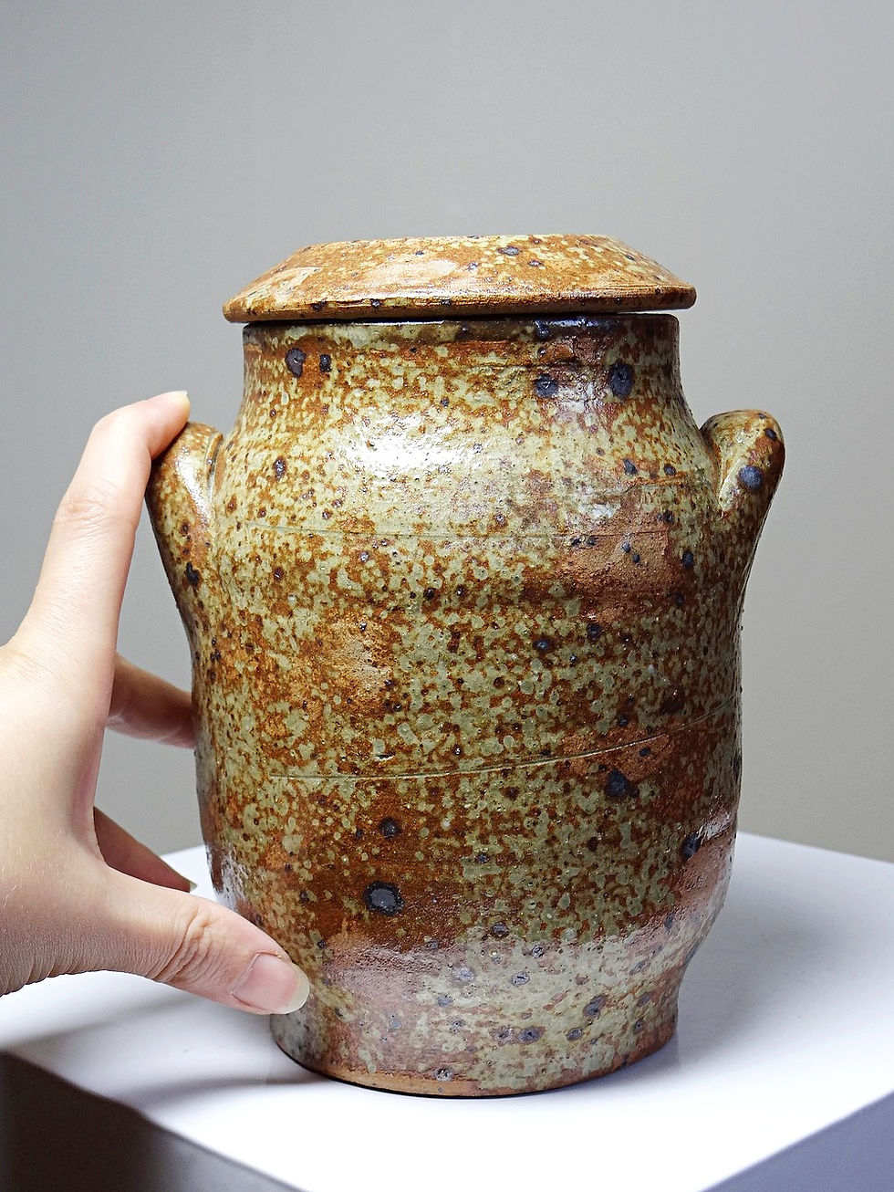 Pot décoratif boite à épices en grés artisanal émaillé vintage style Baudat