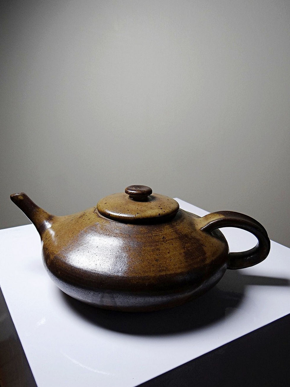 Miniature : Théière japonisante vintage années 70-90 grès brun artisanale signée Pichon