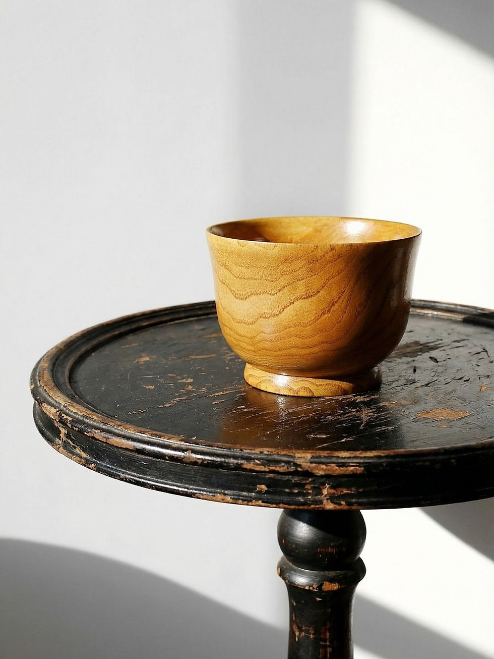 Grand bol vintage bois tourné sur socle