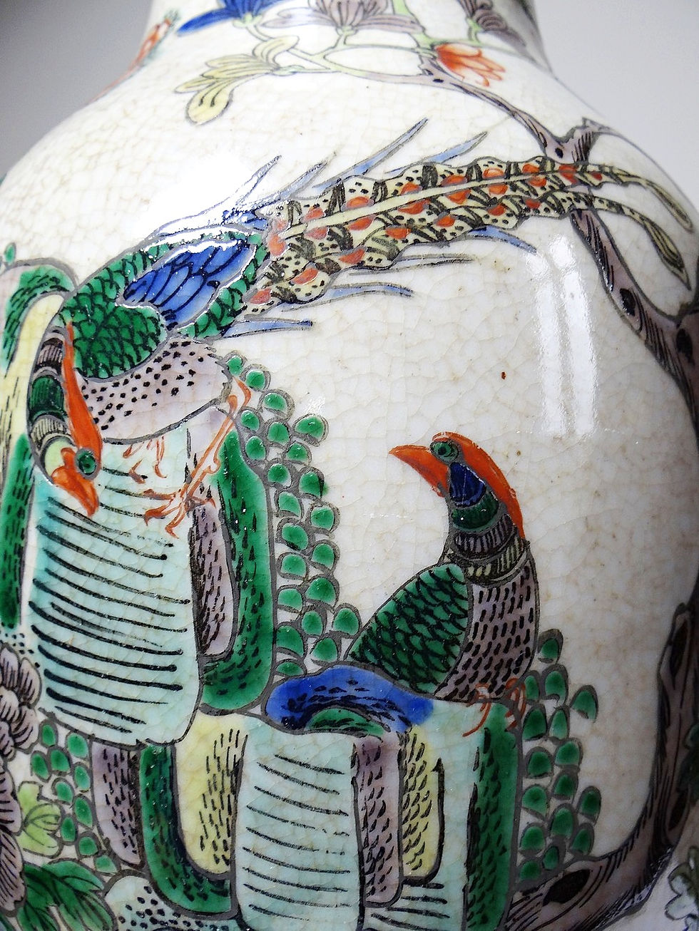 Miniature : Grand vase chinois grès porcelaineux craquelé "Chenghua" apocryphe début XXe