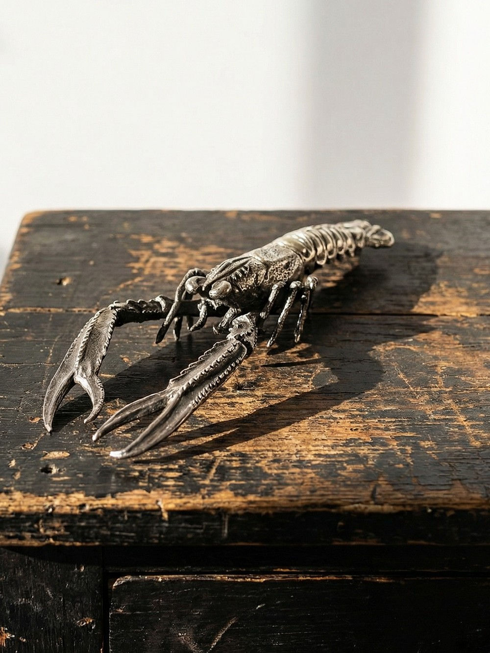 Poignée en écrevisse/langoustine, métal argenté, années 1950-1970