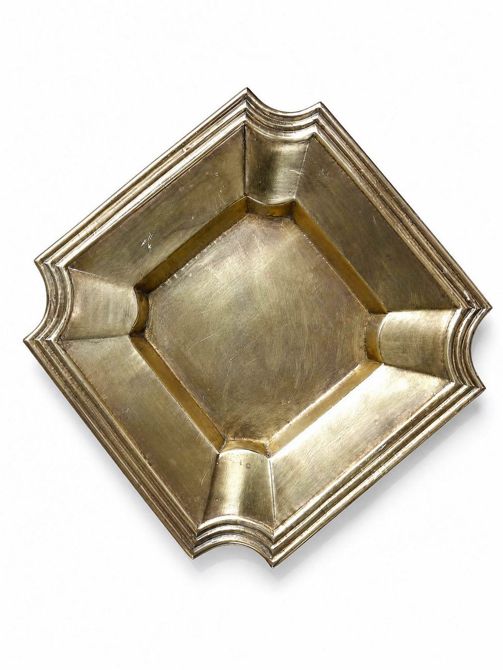 Vide-poche ou cendrier Art déco en laiton, géométrique, années 1930-1940