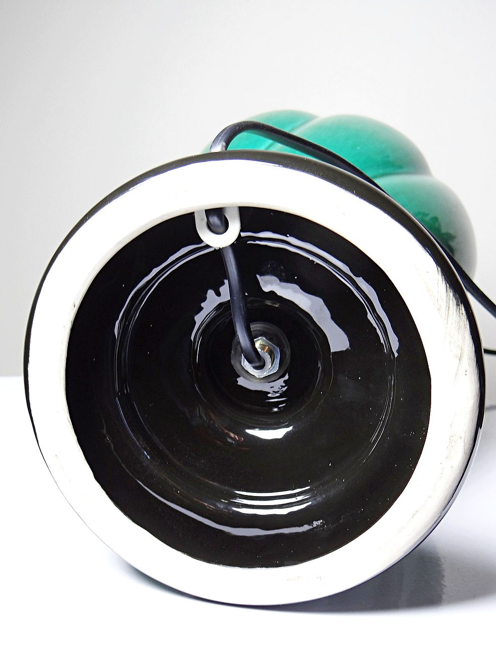 Miniature : Grande lampe vintage Mathias en céramique verte et noire, années 1970