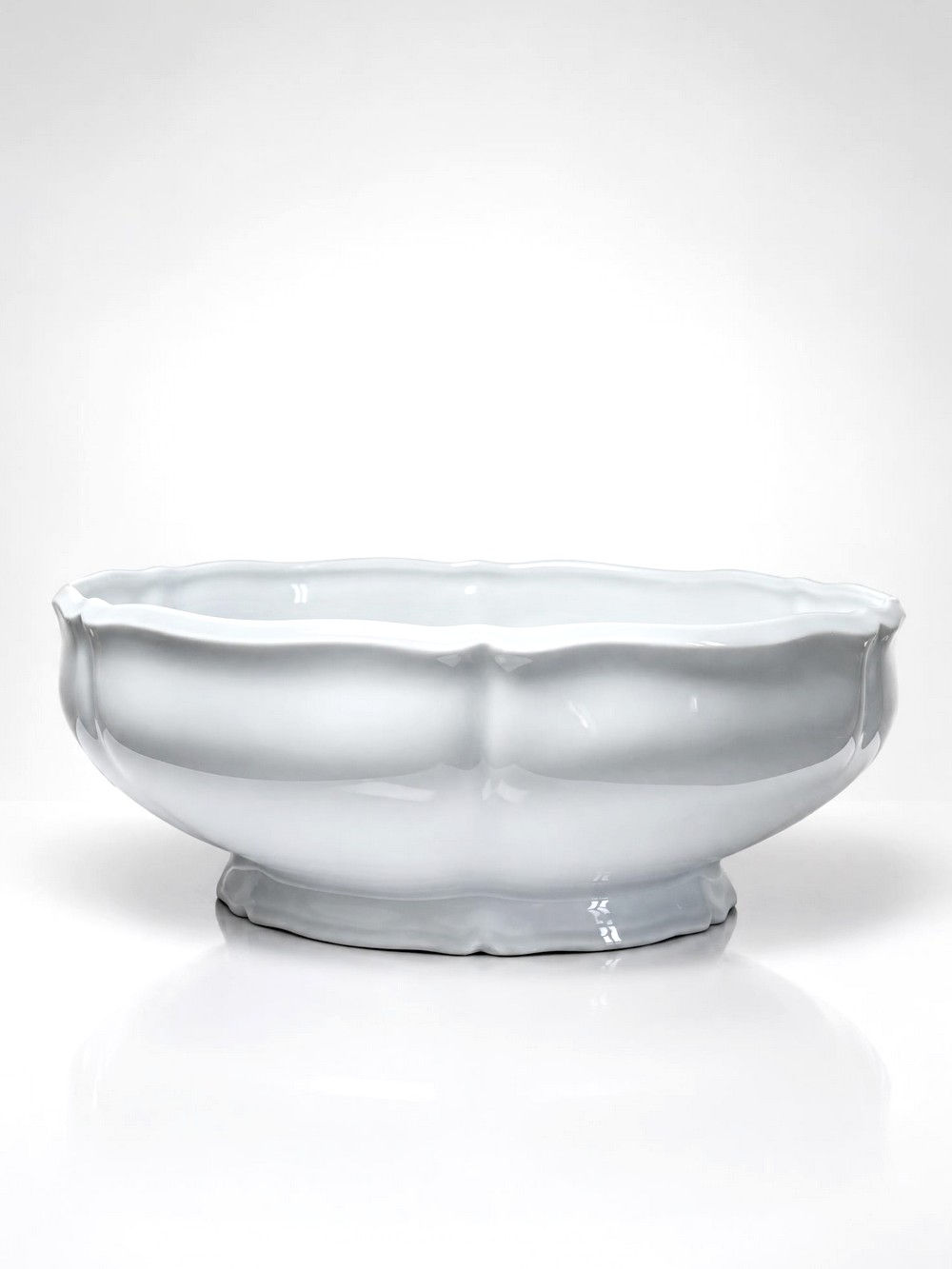 Grand saladier vintage en porcelaine blanche de Limoges, années 1960-1980