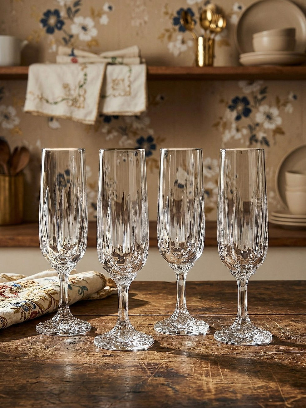 Miniature : Flûtes à champagne Villeroy & Boch cristal taillé vintages